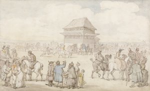 Una reunión de carreras abarrotada, c.1805-10 de Thomas Rowlandson