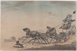 Un Cuatro en Mano, o El Carruaje Desbocado, 1791-93 de Thomas Rowlandson