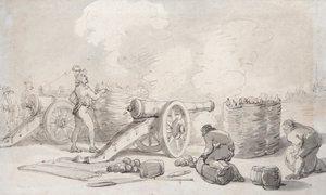 Una división de artillería francesa en acción (acuarela)