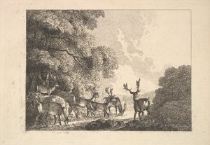 Un Grupo de Ciervos Bebiendo, 1784-88 de Thomas Rowlandson