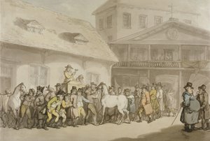 Una subasta de caballos en el «Hopkins’s Repository», en Barbican de Thomas Rowlandson