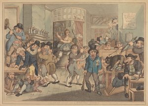 Un perro rabioso en una cafetería de Thomas Rowlandson
