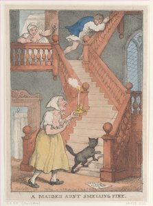 Una tía soltera oliendo fuego, 1 de mayo de 1806, reeditado 1 de mayo de 1812 de Thomas Rowlandson