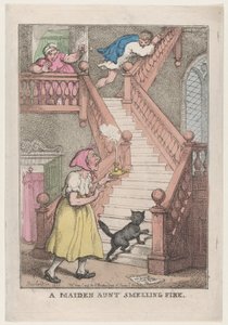 Una tía soltera oliendo fuego, 4 de mayo de 1806 de Thomas Rowlandson