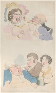 Un Hombre Seducido por una Mujer, y Fumando un Cliente, 1800 de Thomas Rowlandson