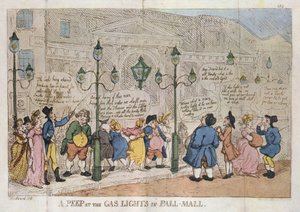 Un vistazo a las luces de gas en Pall Mall Rowlandson 1809 de Thomas Rowlandson