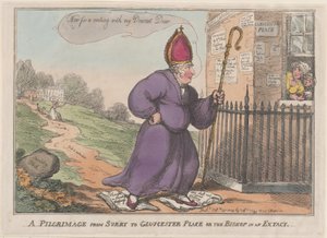 Una peregrinación de Surry a Gloucester Place o el obispo en éxtasis, 27 de febrero de 1809 de Thomas Rowlandson