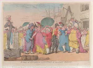 Una Venta de Bellezas Inglesas en las Indias Orientales, [10 de mayo de 1811], reimpresión de Thomas Rowlandson