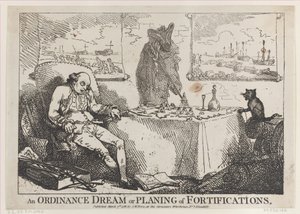 Un sueño de ordenanza o planificación de fortificaciones, 7 de marzo de 1786 de Thomas Rowlandson