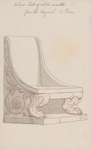 Asiento antiguo de mármol blanco, basado en el original de Roma de Thomas Rowlandson