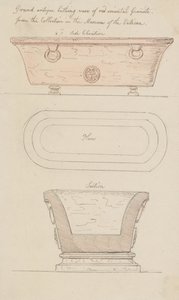 Jarrón de baño de granito rojo, Vaticano de Thomas Rowlandson