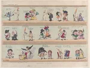 Bordes para habitaciones, Extravaganzas Placa 1 de Thomas Rowlandson
