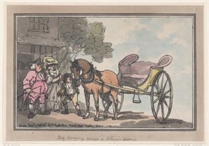 Chico trayendo el carruaje de un ciudadano, 1 de agosto de 1787 de Thomas Rowlandson