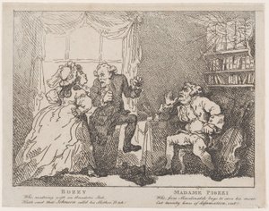 Frontispicio de Bozzy y Madame Piozzi, Bozzy y Piozzi por Peter Pindar, 1780-86 de Thomas Rowlandson