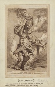 Caricatura de William Pitt como una cabra fumadora (grabado a puntos) de Thomas Rowlandson