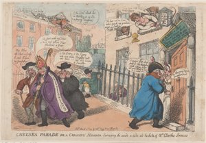 Desfile en Chelsea o un Miembro Croando Inspeccionando el Interior, Exterior y Parte Trasera, 4 de marzo de 1809