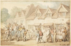 Carruaje cambiando caballos de Thomas Rowlandson