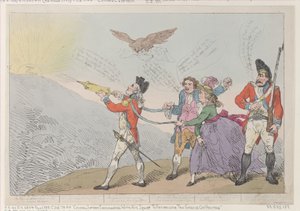 [Col. Topham intentando con su chorro extinguir el genio de Holman], octubre 5, 1785 de Thomas Rowlandson