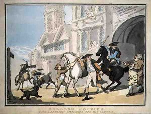 "Jinetes Universitarios, El Tabernero Sudando por su Ganado" de Thomas Rowlandson