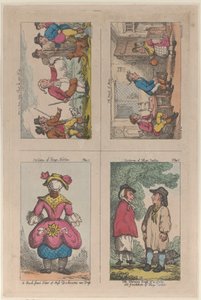 Traje de Hogs Norton, Cómo un hombre puede disparar su propia peluca, y La doncella de Mim, 1809 de Thomas Rowlandson