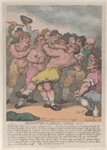 Descripción de una Pelea de Boxeo entre Ward y Quirk por 100 Guineas cada uno, 1 de marzo de 1812 de Thomas Rowlandson