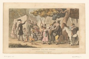 Doctor Syntax en un campamento romaní de Thomas Rowlandson