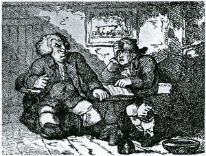 El Dr. Johnson y James Boswell recuperándose de una resaca después de una noche en la ciudad de Thomas Rowlandson