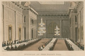 Dr. Syntax en el Salón de los Masones de Thomas Rowlandson