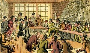 El Dr. Syntax en una subasta de Thomas Rowlandson