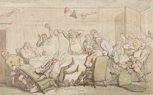 El Dr. Syntax tiene un accidente en el club de Thomas Rowlandson