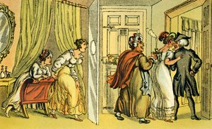 El Dr. Syntax en la casa de alojamiento equivocada de Thomas Rowlandson