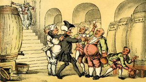El Dr. Syntax liberado de la bodega de Thomas Rowlandson