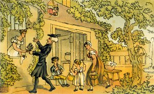 El Dr. Syntax presentando una ofrenda floral de Thomas Rowlandson