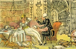 Dr. Syntax con una belleza de medias azules de Thomas Rowlandson