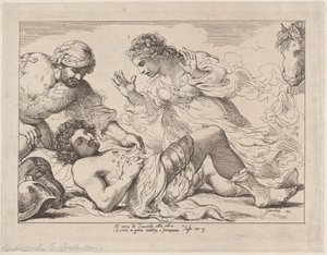 Erminia descubre al herido Tancredo de Tasso, Gerusalemme Liberata de Thomas Rowlandson