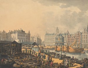 Feyge Dam, con parte del Mercado de Pescado en Ámsterdam, 1797 de Thomas Rowlandson