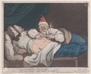 Cinco veces a la luz de la vela, ¡He convertido el reloj de arena en noche! de Thomas Rowlandson