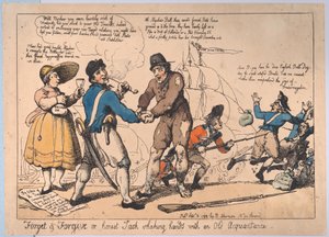 Olvidar y perdonar, o Jack el honesto estrechando la mano de un viejo conocido de Thomas Rowlandson