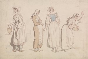 Cuatro mujeres junto a un pozo en Roma de Thomas Rowlandson