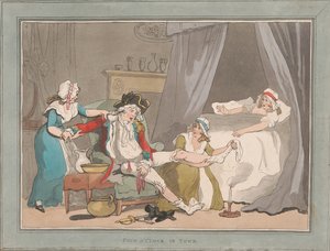 La caza del zorro [un dúo]: 2.  Las cuatro en punto en la ciudad de Thomas Rowlandson