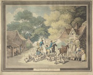 La caza del zorro [serie de cuatro]: 1. Salida por la mañana. / Escena cerca del bosque de Windsor de Thomas Rowlandson