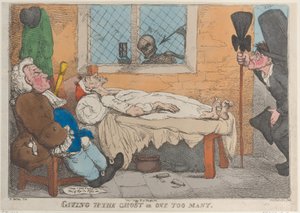 Rindiéndose al Fantasma o Uno Demasiado, 1813 de Thomas Rowlandson