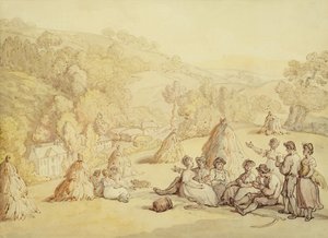 Cosechadores descansando en un campo de maíz, c.1805-10 de Thomas Rowlandson