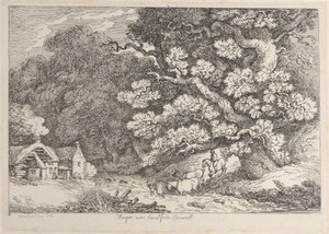 Hengar cerca de Camelford, Cornualles, de Vistas en Cornualles de Thomas Rowlandson