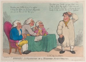 Explicación de Hodge de cien magistrados, 1 de marzo de 1815 de Thomas Rowlandson