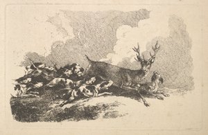 Perros cazando un ciervo, 1784-88 de Thomas Rowlandson