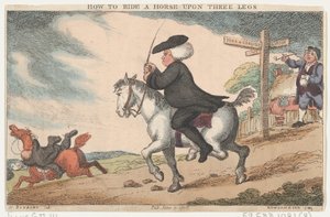 Cómo montar un caballo sobre tres patas, 11 de junio de 1808 de Thomas Rowlandson