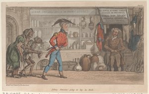 Johnny Newcome va a abastecerse, de Las aventuras militares de Johnny Newcome, 1815 de Thomas Rowlandson