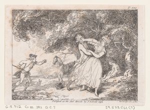 José se apresura a rescatar a Fanny del peligro inminente, de Las aventuras de Joseph Andrew..., 1792 de Thomas Rowlandson