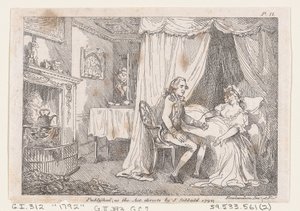 Lady Booby intenta seducir al inmaculado Joseph, de Las aventuras de Joseph Andrew de Thomas Rowlandson